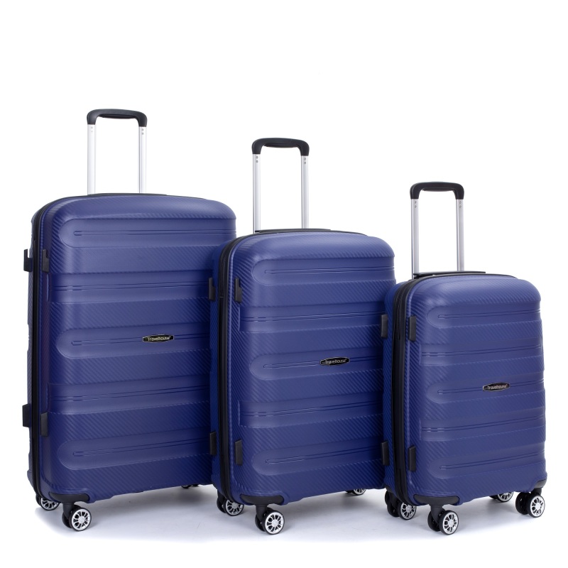 Hardshell Suitcase Spinner Wheels PP Luggage Sets Lightweight Durable Suitcase with TSA Lock,3-Piece Set (20/24/28) ,Navy